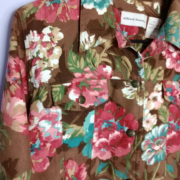 Alfred Dunner Lined Floral Jacket Cardigan Blazer Earth Tones Microfiber sz: 10 - Picture 3 of 6